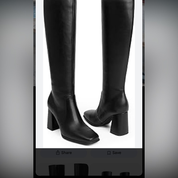 Shoes - Classic Knee High Leather Boots with Square Toe Sturdy Heal